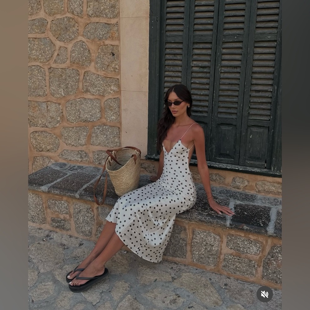 Zara White Polka Dot Slip Dress - Picture 3 of 16